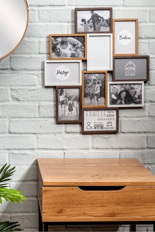 Moldura para 10 fotografias 10 x 15 cm 
 - Castanho e branco