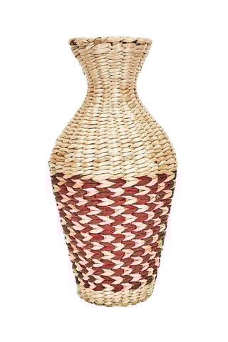 Jarra em rotim - 42 cm x 21 cm x 21 cm - Bege e preto 