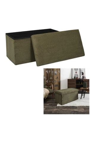 Banco-baú em madeira Scott - Verde-escuro - Toque veludo