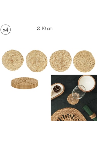 4 bases para copos em juta - Natural