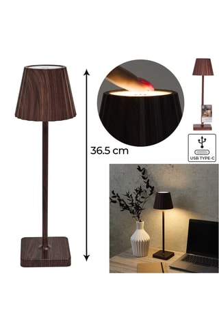 Candeeiro de mesa LED - Imitação de madeira