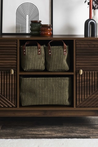 3 cestos de arrumação em veludo - Verde - 36 x 26 x 20 cm