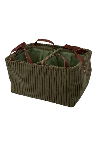 3 cestos de arrumação em veludo - Verde - 36 x 26 x 20 cm