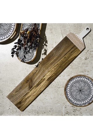 Bandeja de apresentação em madeira de mangueira - 100 x 20 x 1,5 cm