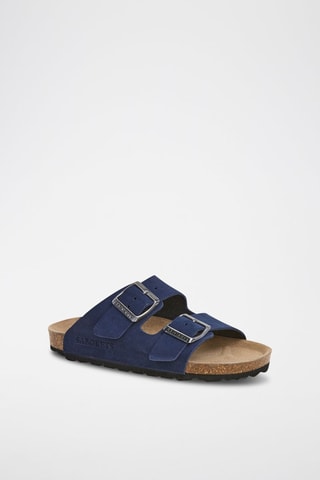 Mules en nubuck - Bleu marine
