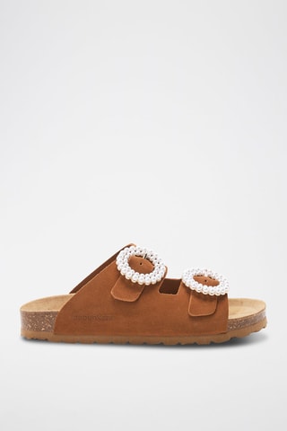 Mules en cuir - 
Marron