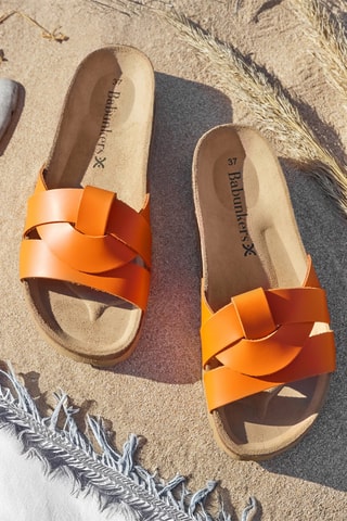 Mules en cuir - 
Orange