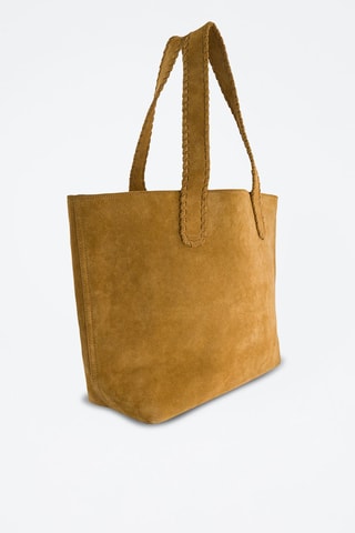 Bolso shopper de piel de serraje James Mostaza