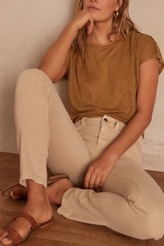 Camiseta de lino - Marrón claro jaspeado