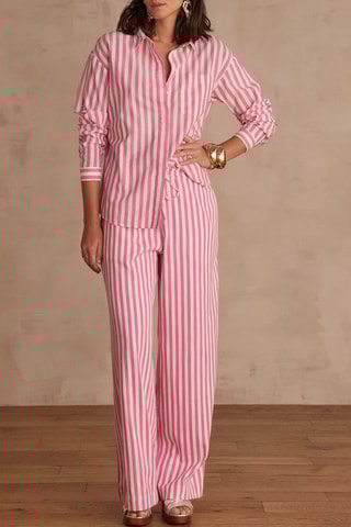 Pantalón ancho - Rosa y blanco