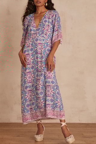 Vestido largo - Azul rey y violeta