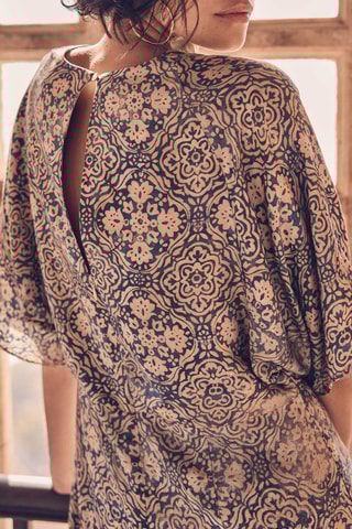 Vestido largo - Crudo y azul rey