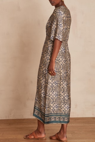 Vestido largo - Crudo y azul rey