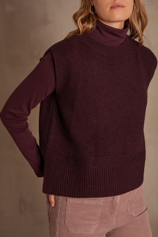 Pull sans manches en poils de yack et laine - Bordeaux