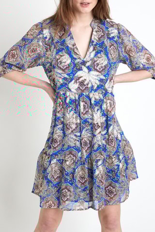 Vestido trapecio - Azul rey y beige