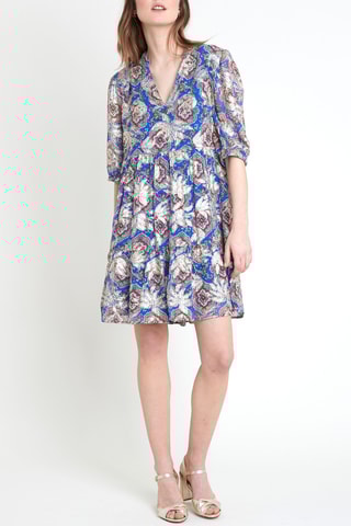 Vestido trapecio - Azul rey y beige