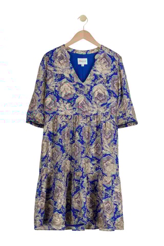 Vestido trapecio - Azul rey y beige