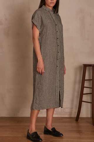 Vestido camisero de lino - Negro