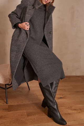 Robe pull en laine et poils de yack - Gris foncé