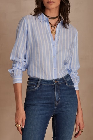 Camisa de lino - Celeste