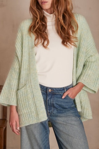 Cárdigan de mohair y lana - Verde claro