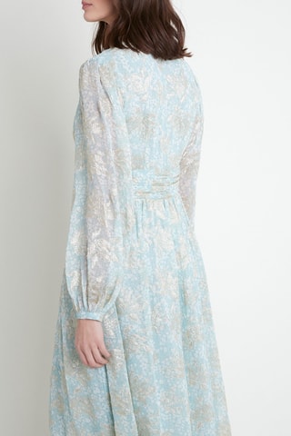 Vestido midi - Celeste y beige