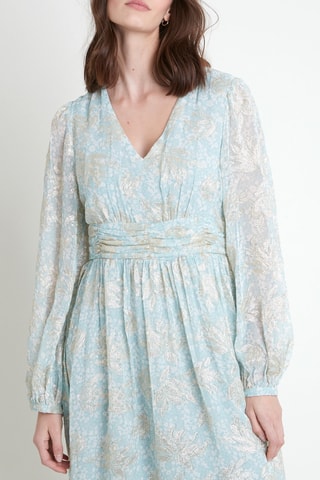 Vestido midi - Celeste y beige