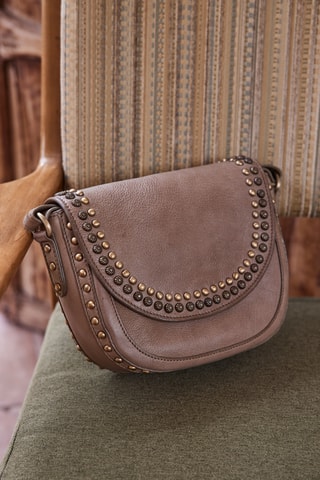 Bandolera de piel - Topo oscuro