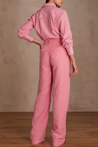 Vaquero recto de lino - Rosa