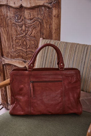 Bolso shopper de piel - Camel