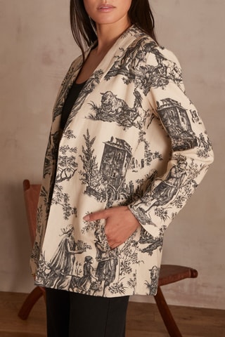 Chaqueta de lino - Negro y blanco