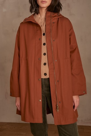 Parka con capucha - Rojo teja