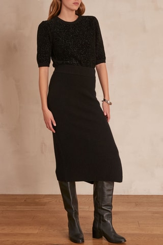 Saia direita em lã e pelos de yack - Preto