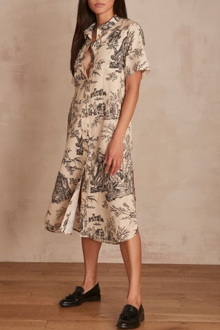 Vestido camisero de lino - Crudo