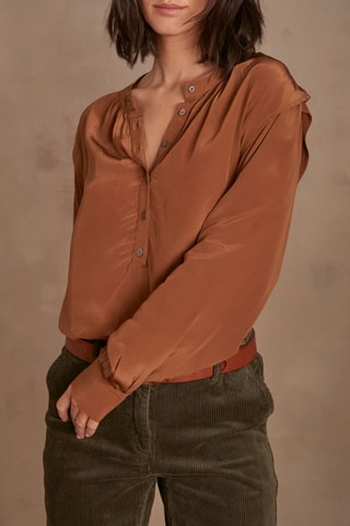 Camisa efecto doble prenda - Camel