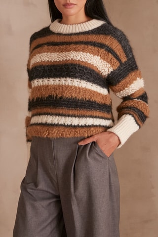 Jersey de alpaca y lana - Marrón y negro