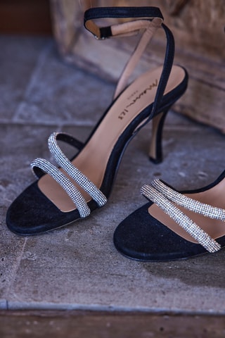 Sandalias de piel de tacón - Negro