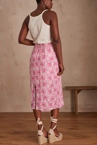 Falda cruzada de talle alto - Rosa