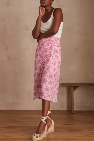 Falda cruzada de talle alto - Rosa