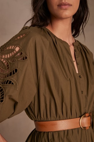 Vestido evasé - Caqui