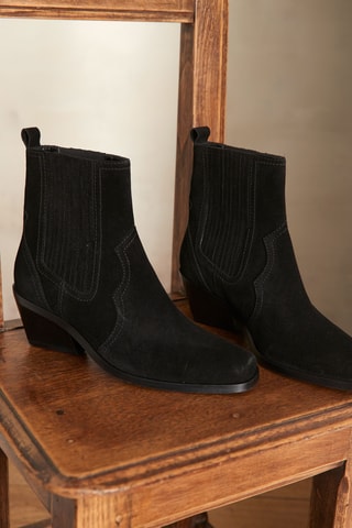 Botines de piel de serraje - Negro