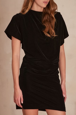 Vestido recto de terciopelo - Negro