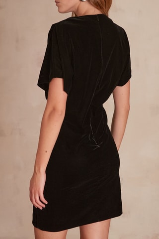 Vestido recto de terciopelo - Negro