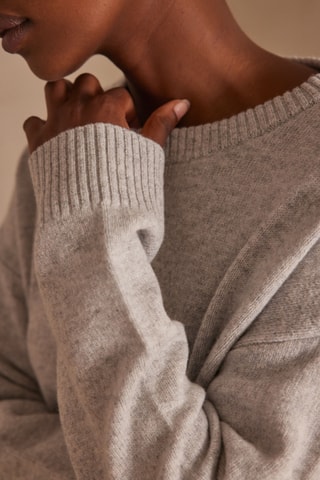 Vestido jersey de lana - Gris claro jaspeado