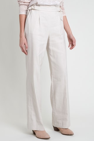 Pantalón de lino de tiro alto - Crudo