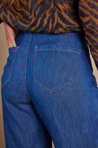 Vaquero de lino de tiro alto - Índigo