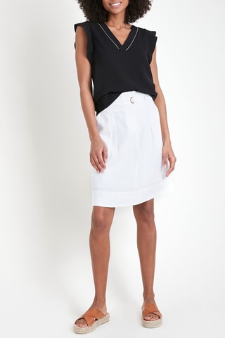 Falda trapecio de lino - Blanco