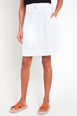 Falda trapecio de lino - Blanco