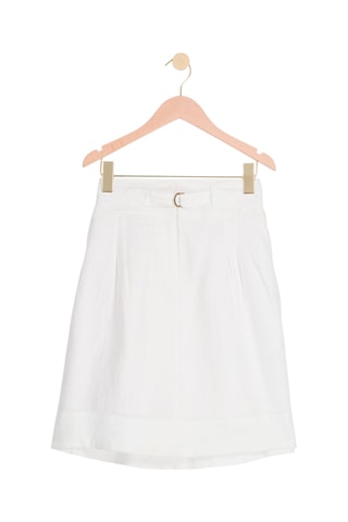 Falda trapecio de lino - Blanco