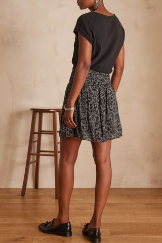 Falda evasé - Gris claro y negro